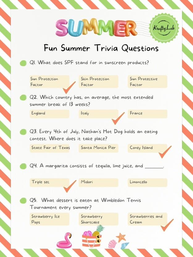 Summer trivia questions and answers