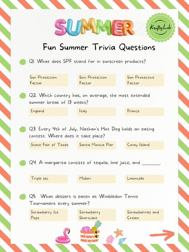 Summer trivia questions