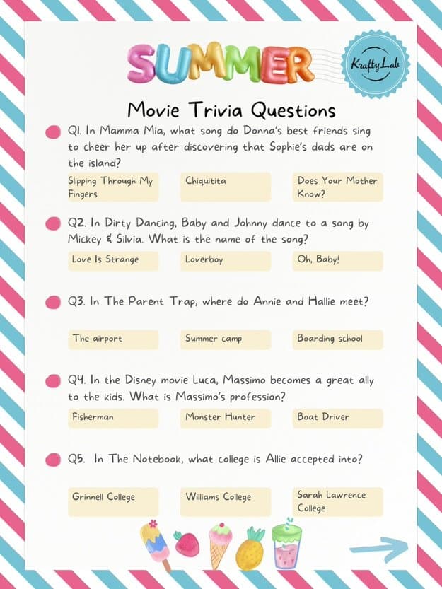 Summer trivia questions