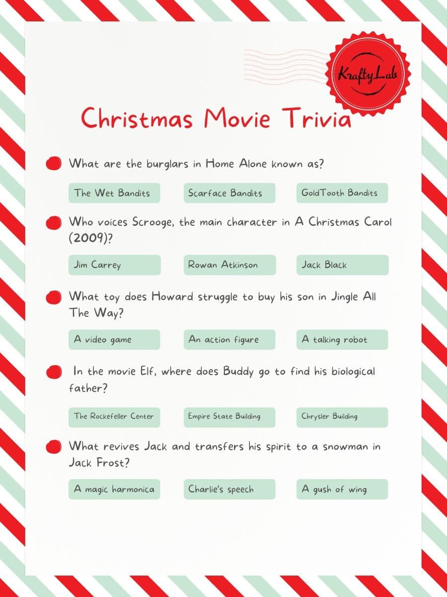 Christmas movie trivia questions by kraftylab