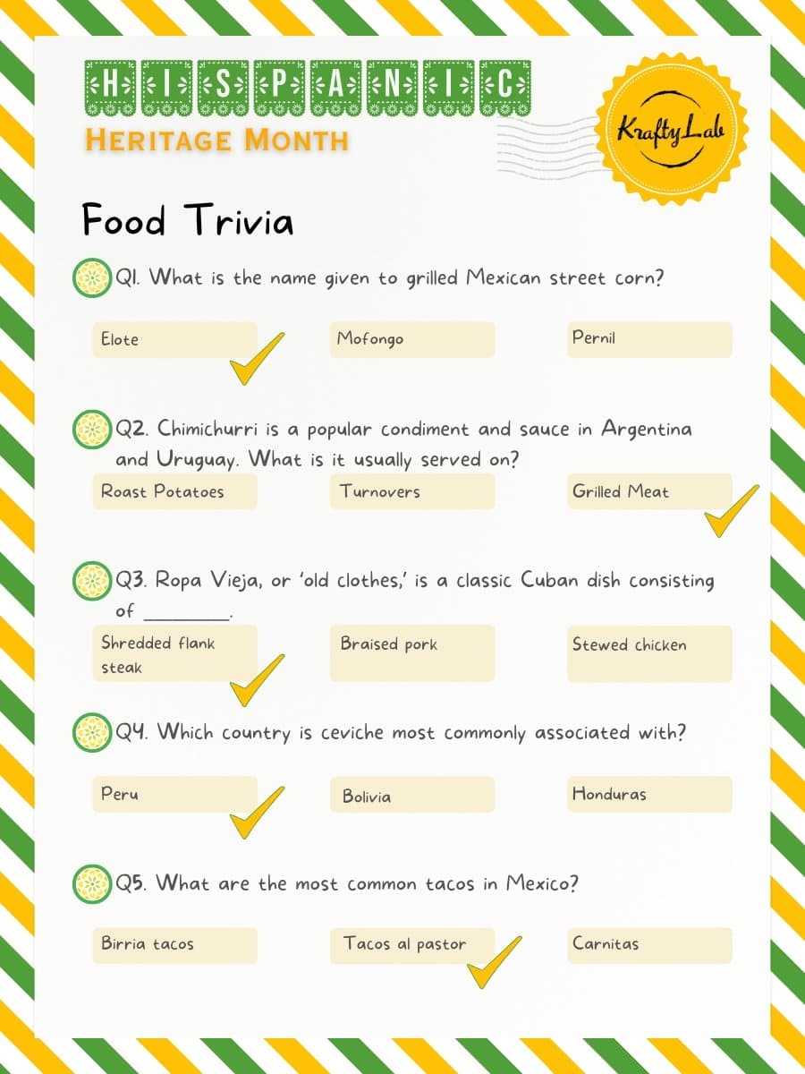 Hispanic heritage month trivia questions and answers