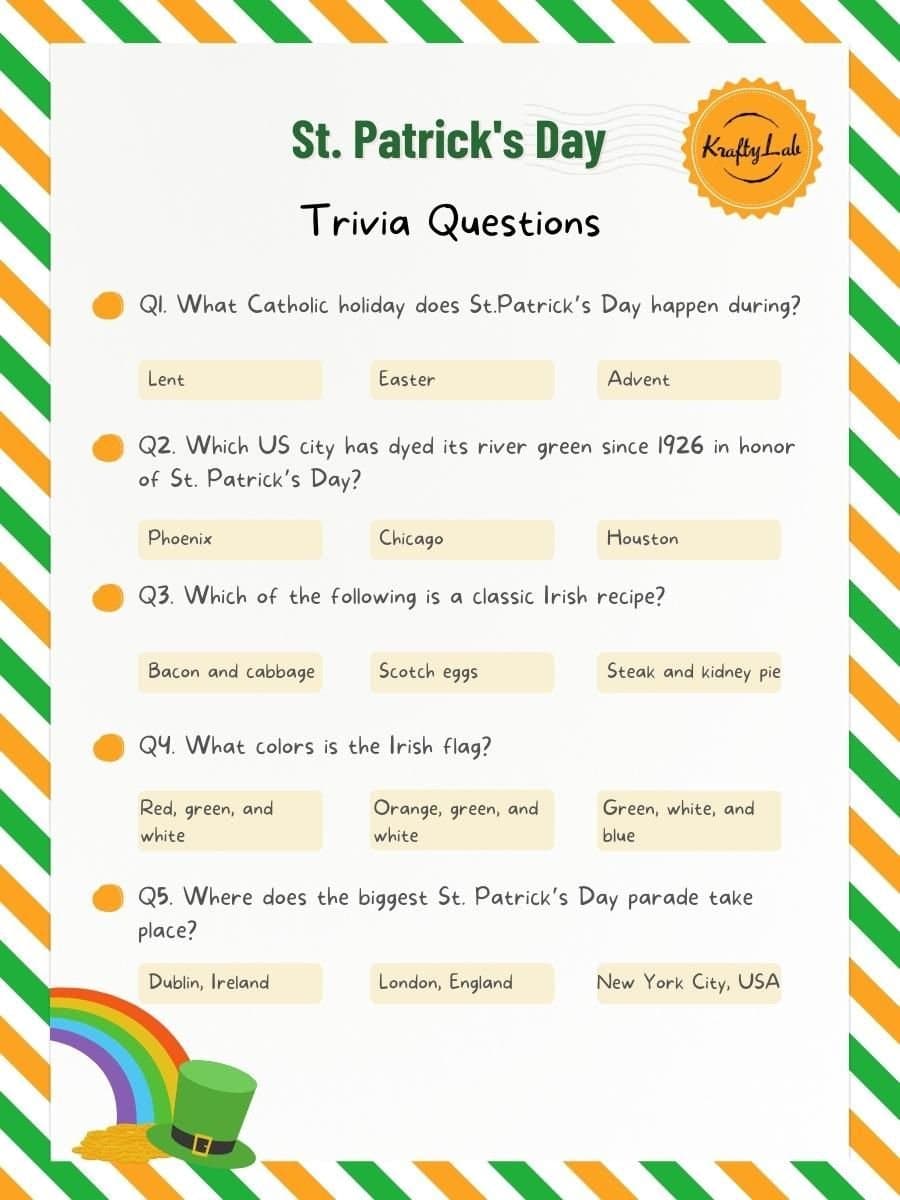 St. patricks day trivia questions blog infographic