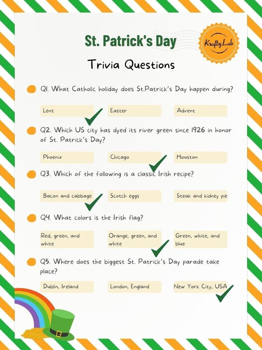 St. patricks day trivia questions blog infographic