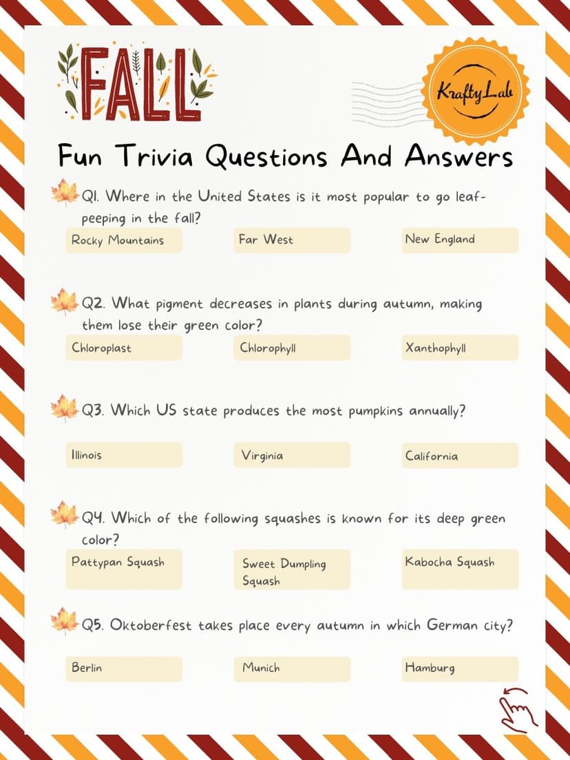 Fall Pop Questions Fall Trivia Questions And Answers For Team Building